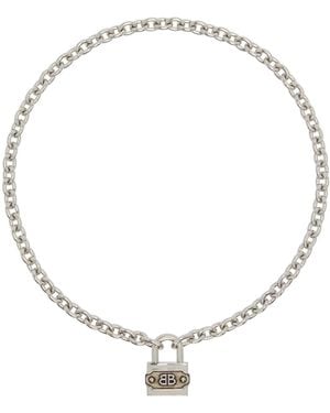 Balenciaga Bb Padlock Necklace - Metallic