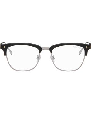 Tom Ford ブラック＆シルバー Browline ブルーライトカット メガネ