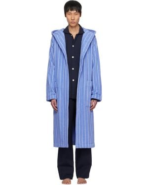 Tekla Terry Hooded Bathrobe - Blue