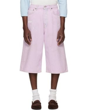 Acne Studios Paint Splatter Denim Shorts - Purple