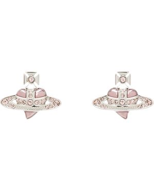 Vivienne Westwood New Diamante Heart Earrings - Black