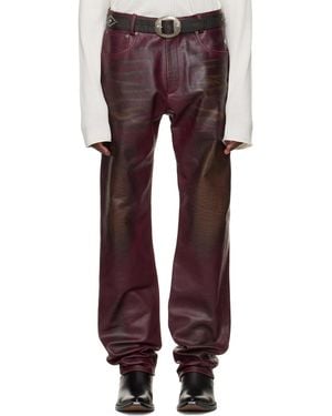 424 Burgundy Fivepocket Leather Trousers - Purple