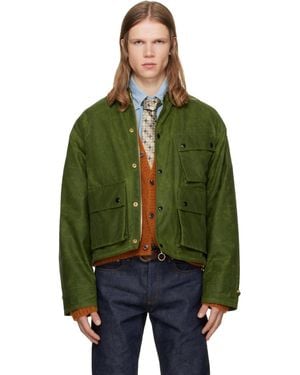 Drake's Khaki Waxed Cotton Wader Jacket - Green