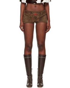 LAURA ANDRASCHKO Short Lederhosen Brun En Suède - Noir