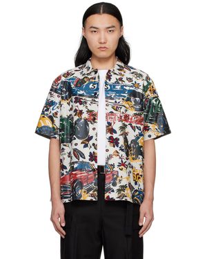 Sacai ホワイト Car Race Tropical Print シャツ - ブラック