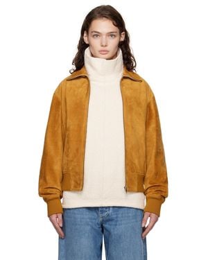 Bottega Veneta Tan Calfskin Suede Jacket - Blue