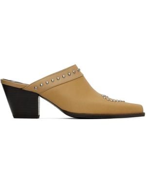 OPEN YY Heart Stud Western Mules - Black
