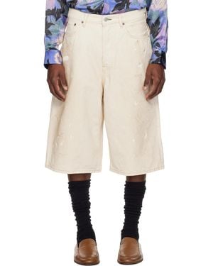 Acne Studios Off- Distressed Denim Shorts - Natural