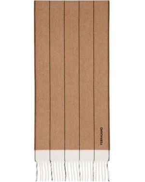 Ferragamo Tan Mixed Cashmere Scarf - Brown