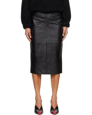 Isabel Marant Tuline Leather Midi Skirt - Black