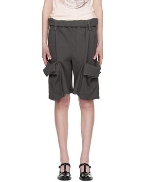 OPEN YY Rolled Waist Sweat Cargo Shorts - Black
