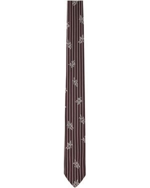 Dries Van Noten Burgundy Printed Silk Tie - Purple