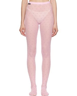 Marine Serre Plumetis Mesh Tights - Pink