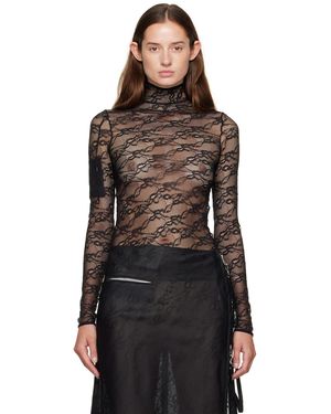 Courreges Lace Mockneck Top - Black
