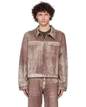 CAMPERLAB Burgundy Paint Print Denim Jacket - Brown