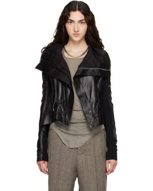 Rick Owens Tower Naska Biker Leather Jacket - Black