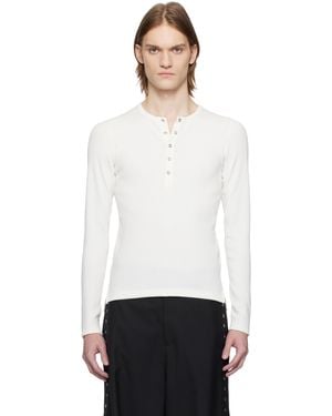Karmuel Young ホワイト セカンドスキン ヘンリーネック Tシャツ