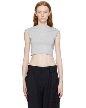 T By Alexander Wang Silver Cropped T-shirt - Black