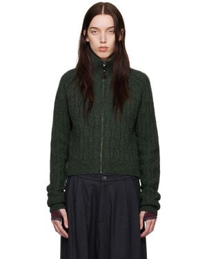 Hyein Seo Pull Écourté Vert En Tricot - Noir
