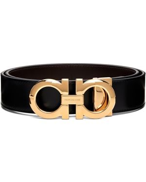 Ferragamo Reversible & Adjustable Gancini Belt - Black