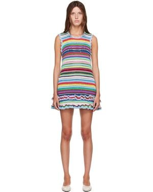 Ganni Striped Crochet Minidress - Blue