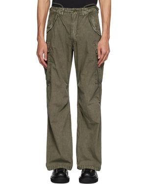 R13 Khaki Wide-Leg Cargo Trousers - Brown