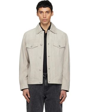 BOSS Taupe Goatskin Suede Jacket - Natural