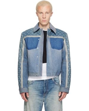 Marine Serre Regenerated Boxy Denim Jacket - Blue