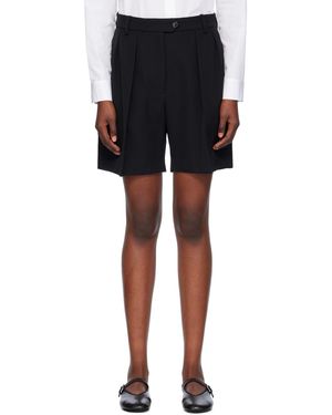 The Row Wool Gabardine Pleated Shorts - Black