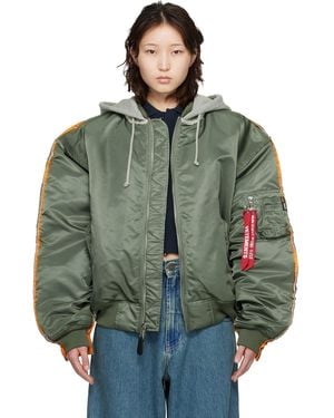 Vetements Khaki Alpha Industries Edition Attached Hood Bomber Jacket - Green