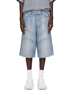 Balenciaga Knee Dart Denim Shorts - Blue