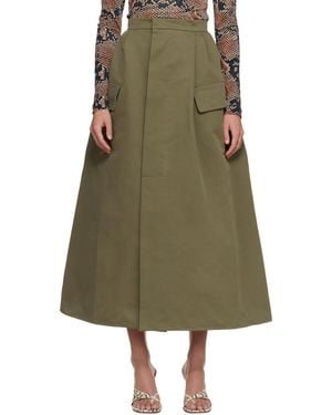 Duran Lantink Khaki Uniform Double Waisted Midi Skirt - Green