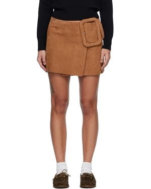 Ami Paris Tan Goat Leather Big Buckle Belted Miniskirt - Black
