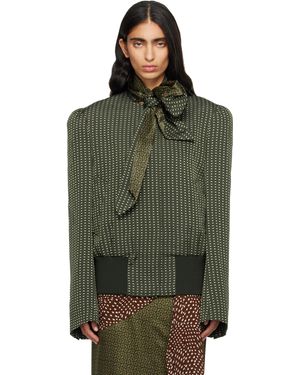 Dries Van Noten Khaki Jacquard Jacket - Green