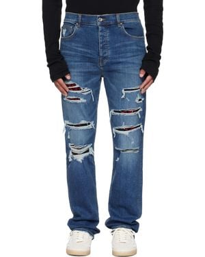 Amiri Floral Velvet Slim Thrasher Jeans - Blue