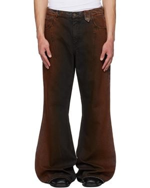 Egonlab Jean Ample Noir Et À Effets Délavé Et Décoloré - Marron