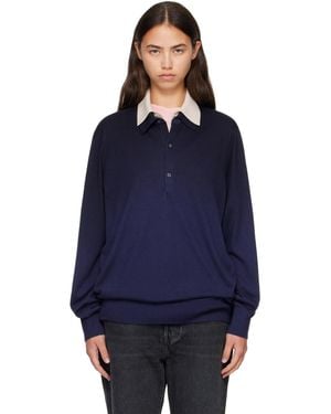 Acne Studios Silk Blend Knit Polo - Blue