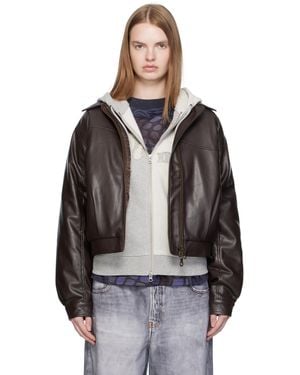 Dime Debossed Wavy Faux-Leather Jacket - Black