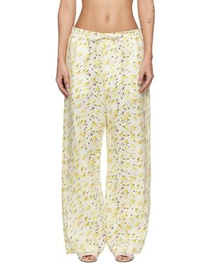 Marni Linen 'Brushstroke Wave' Print Trousers - Natural
