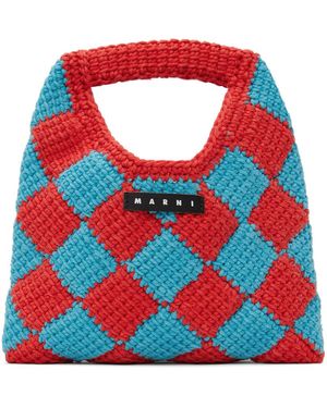 Marni キッズ｜レッド＆ブルー Diamond クロシェ バッグ