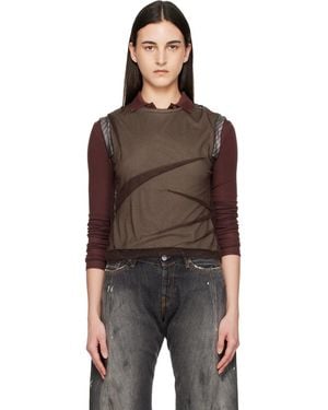 ANDERSSON BELL Layered Mesh Tuck & Dart Top - Black