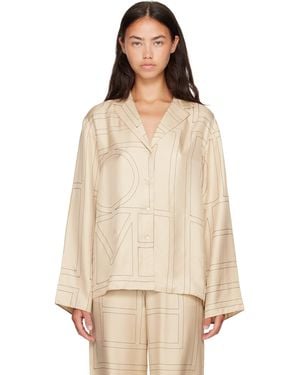TOTEME Off- Monogram Silk Pj Shirt - Natural