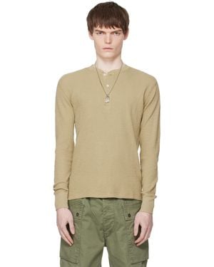 RRL Garment-Dyed Waffle-Knit Henley - Green