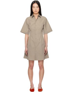 Ami Paris Taupe Cotton Short Sleeve Shirt Minidress - Black