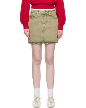 Ami Paris Khaki Cotton Denim Miniskirt - Multicolour