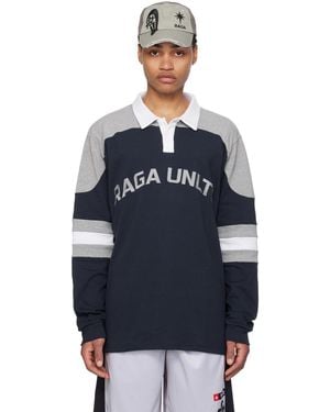 Raga Malak ネイビー＆グレー Unltd ポロシャツ - ブルー