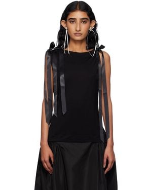 Simone Rocha Bow Ribbon Tail Tank Top - Black