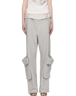 OPEN YY Rolled Waist Sweat Cargo Pants - Gray
