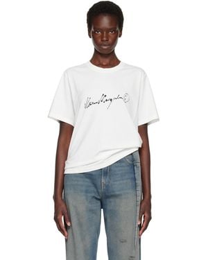 MM6 by Maison Margiela Off- Overdyed Handwritten-Print T-Shirt - White