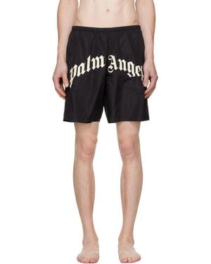Palm Angels Curved Logo Classic Swim Shorts - Black